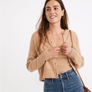 Madewell Clemence Cropped Cardigan Sweater Carmel
